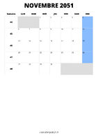 calendrier novembre 2051 format portrait
