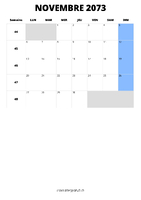 calendrier novembre 2073 format portrait