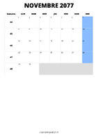 calendrier novembre 2077 calendrier novembre 2077 format portrait