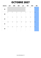 calendrier octobre 2027 format portrait