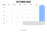 calendrier octobre 2063 calendrier octobre 2063 au format paysage