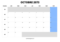 calendrier octobre 2073 calendrier octobre 2073 au format paysage