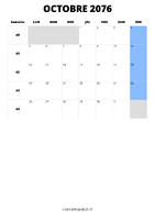 calendrier octobre 2076 calendrier octobre 2076 format portrait