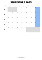 calendrier septembre 2055 format portrait