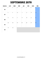 calendrier septembre 2070 format portrait