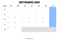 calendrier septembre 2081 calendrier septembre 2081 au format paysage